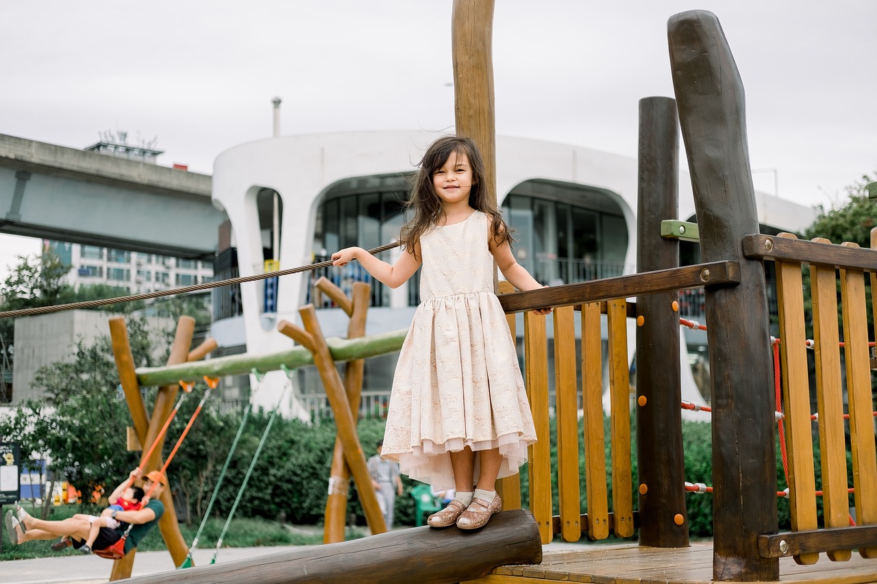 girl, playground, korean